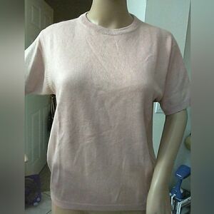 Vintage LUXURY Forte Soft Pink CASHMERE/ SILK SWEATER SHORT SLV. SZ. SM LK NEW